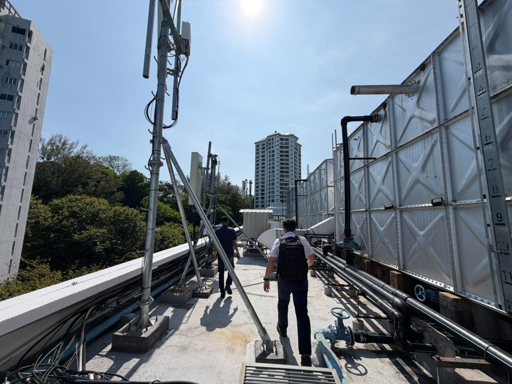 Oasis engineers on a rooftop plant